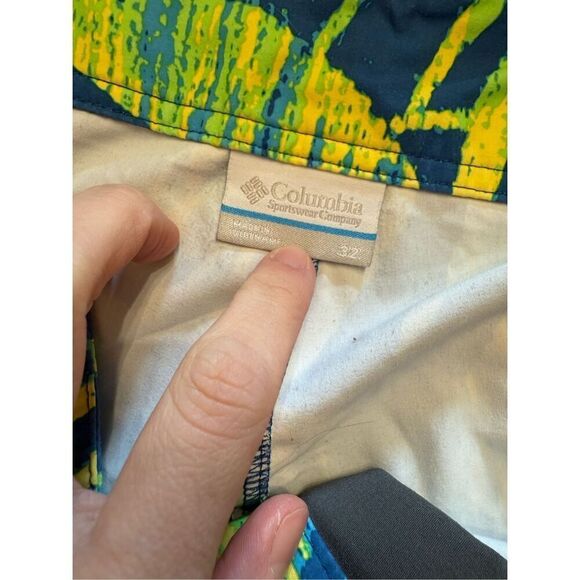 Columbia PFG Mens Blue Yellow Tropical Print Swim Trunks Size 32 - Picture 3 of 5